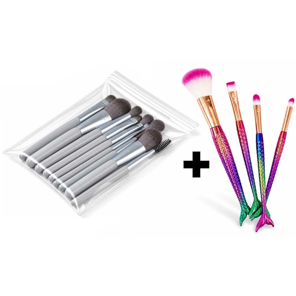 Kit 12 Pincéis de Maquiagem Profissional com Estojo